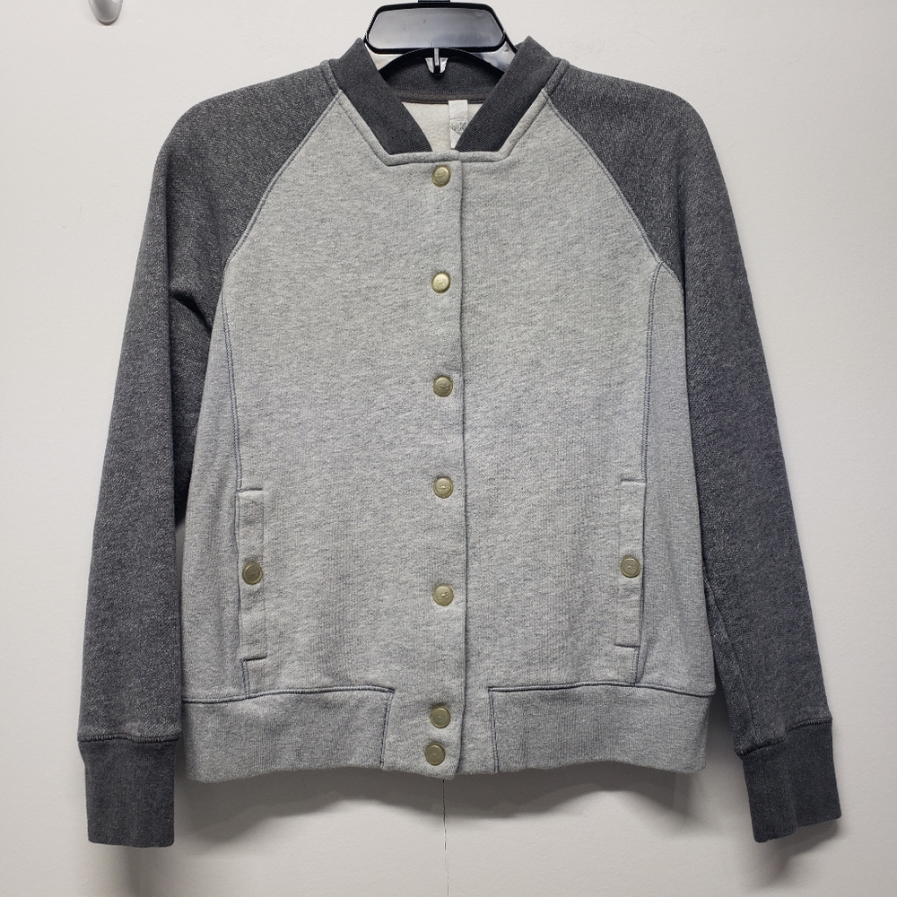 Under Armour Fleece Jacket Womens Size Small Petite Varsity Bomber Snap Closure